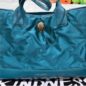 KURT GEIGER LONDON Small Quilted Recycled Shopper Bag, TEAL (RARE COLOR)